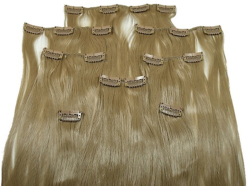 Clip In Kunsthaar Set 8-teilig glatt goldblond Haarverlängerung Extensions Hair - Bild 3 von 3
