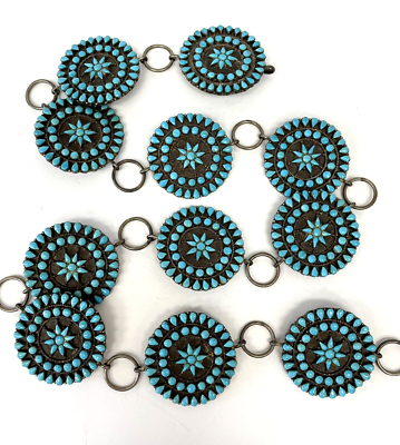 One Of The Best Vintage Native American Navajo Turquoise Cluster Sterling Silver Concho Belt One Of The Best Vintage Native American Navajo Turquoise Cluster Sterling Silver Concho Belt