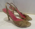 Womens KATE SPADE NEW YORK Gold strappy slingback heels Size 8.5 US EUC shoes — photo 1