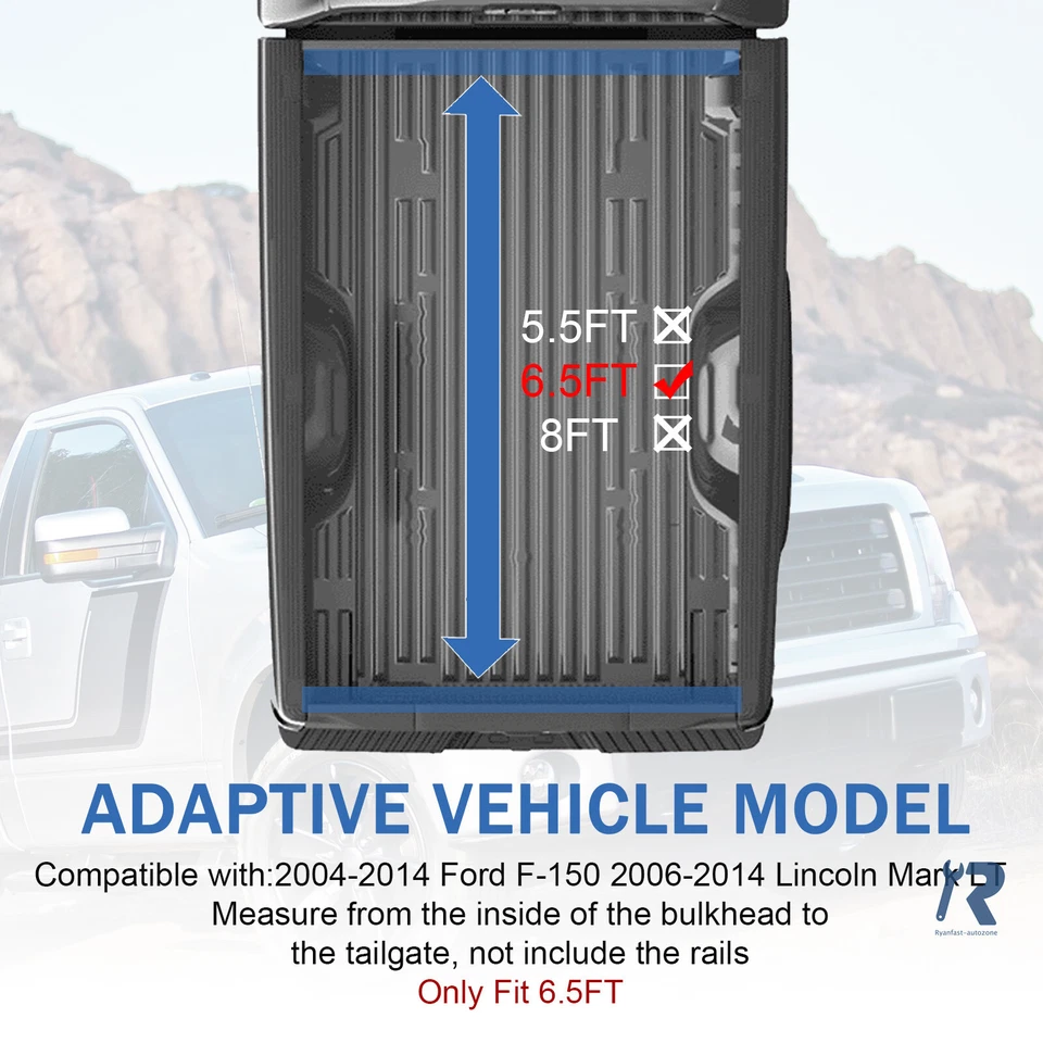 Cubierta Tonneau suave de 6,5 pies 4 pliegues apta para 04-14 Ford F-150 06-14 Lincoln Mark Foto 2 de 4