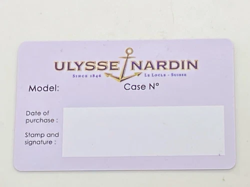 Open Ulysse Nardin Watch Warranty Certificate Blank Card
