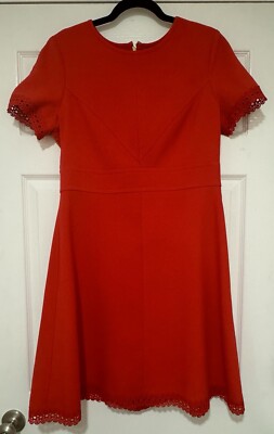 EUC Eliza J Red Fit Flare Dress Circle Lace Sz 12 | eBay