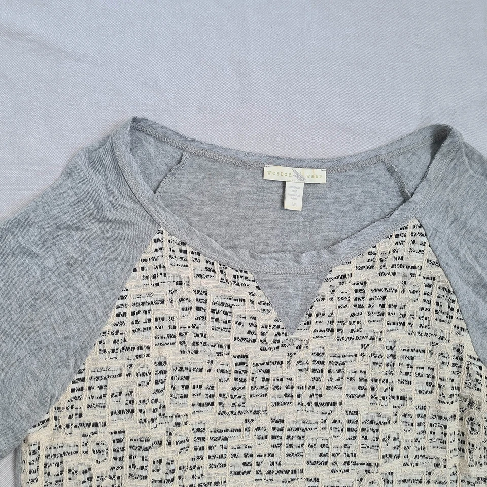 Blusa túnica Anthropologie Weston Wear para mujer talla M encaje a rayas hecha en EE. UU. Foto 2 de 4