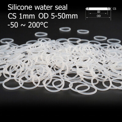 1mm Cross Section O-Rings Clear Silicone Rubber Food Grade Waterproof OD  5-50mm