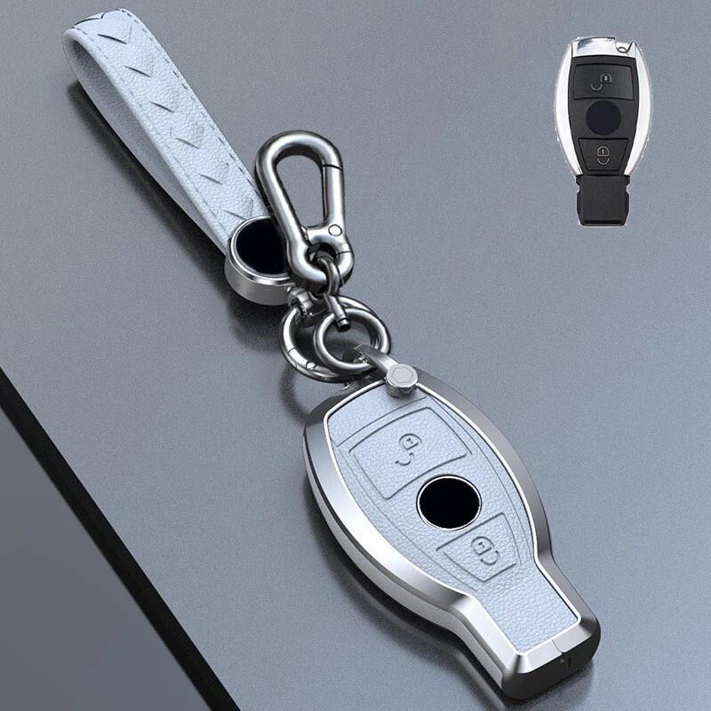 Zinc Alloy Leather Car Key Fob Case Cover For Mercedes Benz A C E GLC GLK GLA Foto 4 de 4
