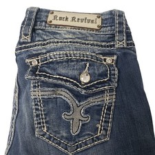 Rock Revival Embellished Kai Jeans Womens Size 30 Distressed Slim Boot Denim