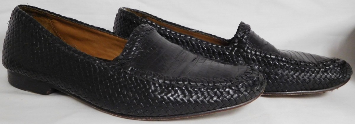 COLE HAAN ALLIGATOR CROC & WOVEN LEATHER BRAGANO LINE MENS 