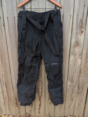 Columbia Snow Pants Black Large Titanium Omnitech Double Knee Suspenders Lined