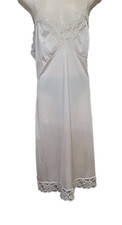 Vtg Lorraine Lingerie Beige Full Slip Dress Nightie Negligee Lace Trim size 44