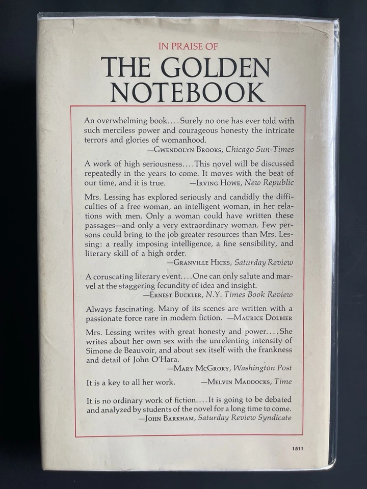 The Golden Notebook by Doris Lessing – 1st Edition, 3rd Printing – VG - Image 3 of 4