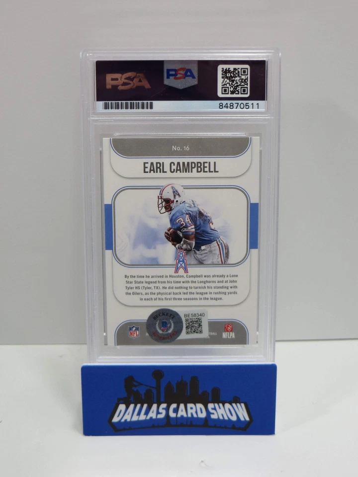 EARL CAMPBELL SIGNED 2017 DONRUSS CERTIFIED CUTS #16 Football Card PSA SLAB Auth - Image 4 of 4