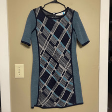 Anthropologie Sparrow Teal Gray Wool Blend Gwen Sweater Dress Size Medium