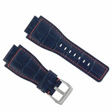 24MM NEW ALLIGATOR LEATHER WATCH BAND STRAP FOR BELL  ROSS BR-01-03 BLUE RED