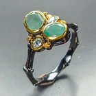 Fine Art jewelry Emerald Ring 925 Sterling Silver Size 7.75 /R471268