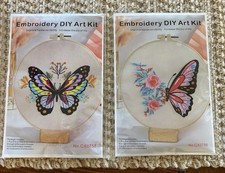 Butterfly and Flowers Embroidery Stamped Kit Choice of Colors New Sealed