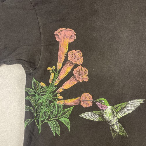 VTG Single Stitch T Shirt Mens Large Black Hummingbird Nature Graphic USA Made - Picture 2 of 9