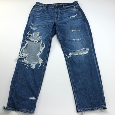 American Eagle Mom Jean 14 (Fits 33W 28L) High Rise Distressed Jeans