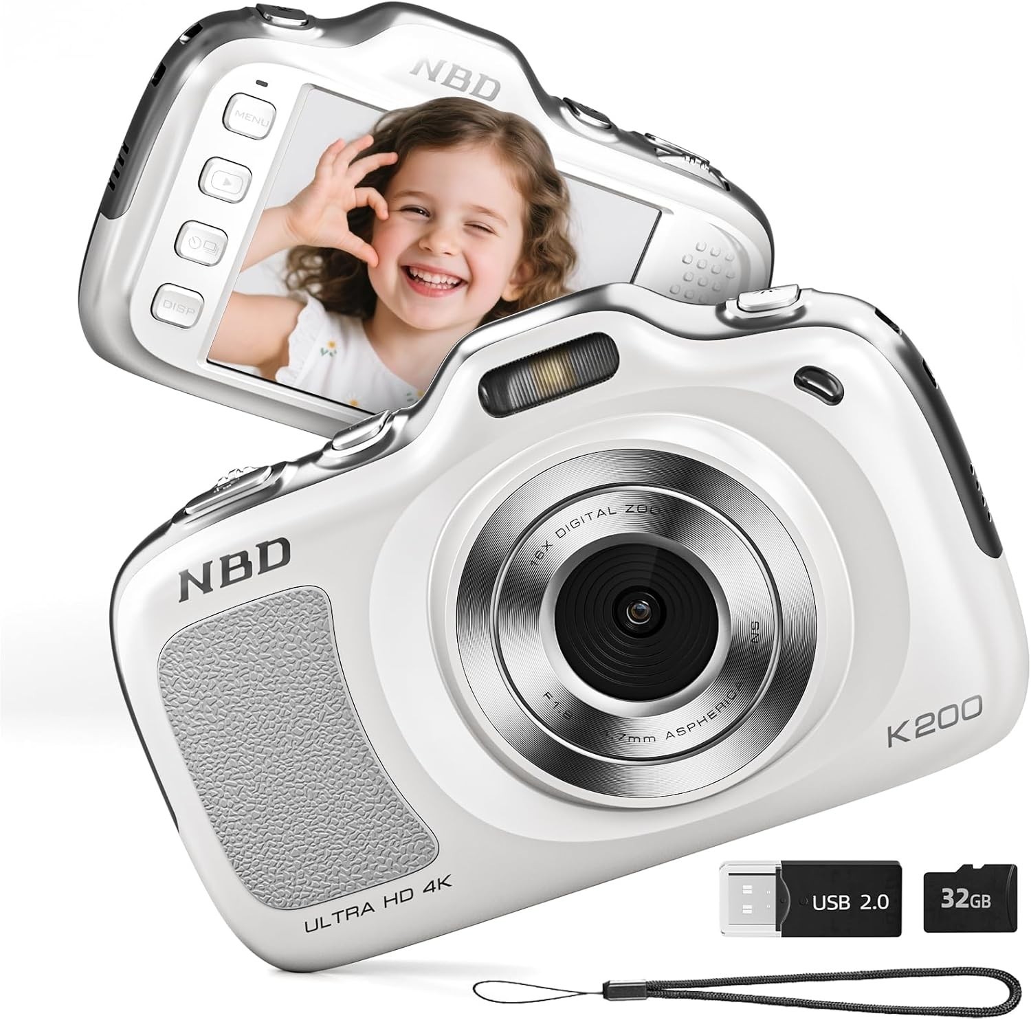 #001 - 4K Digital Camera 64MP 16X Compact Autofocus for Kids Girls with 32GB TF