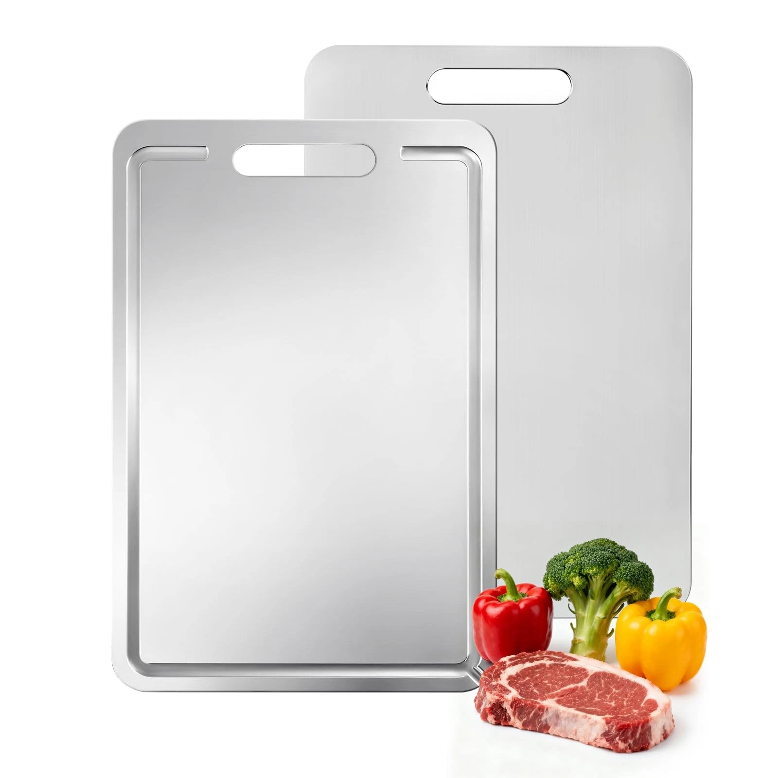 Titanium Cutting Board 100% Pure Metal, Double Sided Kitchen Chopping Board w...