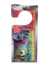 Disney Monsters Inc. Door Hanger Lenticular Access Granted Denied Sully Randall