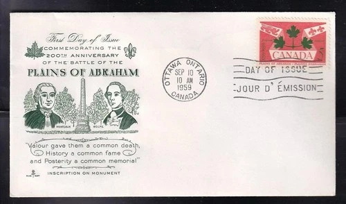 Canada FDC 1959 Plains of Abraham-Montcalm & Wolfe, unaddressed Rosecraft sc#388