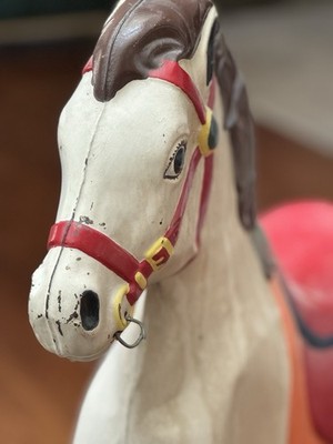ORIGINAL Antique Mobo Bronco Ride On Toy Horse - Moves - Made In