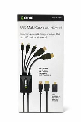 Sima USB Multi Cable w/ HDMI 1.4 Adapter SKU-10897   Mini USB Micro USB HDMI