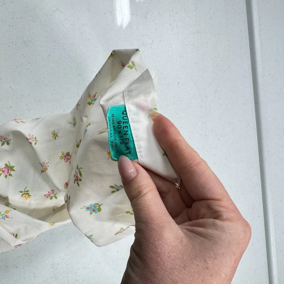 复古西尔斯床单大号花卉混纺多色薄纱 mcm 复古美国 — 第 3/4 张图片