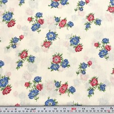 Vintage Florals on Off White Lattice Background Cotton Blend by the HALF YARD