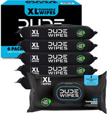 Wipes - Flushable Wipes - 6 Pack, 288 Count - Unscented - Extra-Large - Vitam...