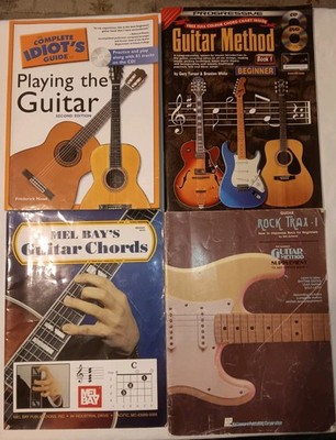 Learn To Play Guitar Instructional Book Lot Idiots Guide Rock Mel Bays Chords