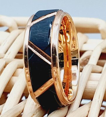 Men s Rose Gold Tungsten Wedding Band Trapezoid Center Engagement Ring for Him