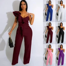 Sleeveless V-Neck Womens One Piece Jumpsuits | Romper Wide Leg Pant|Sexy Party
