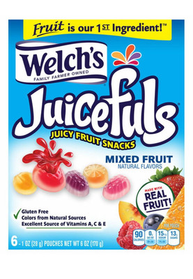   New Welch's Juicefuls Mixed Original Fill Juicy Fruit Snacks 6oz (6 Pouches)