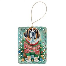 Saint Bernard Christmas Porcelain Ornament DAC3612CO2