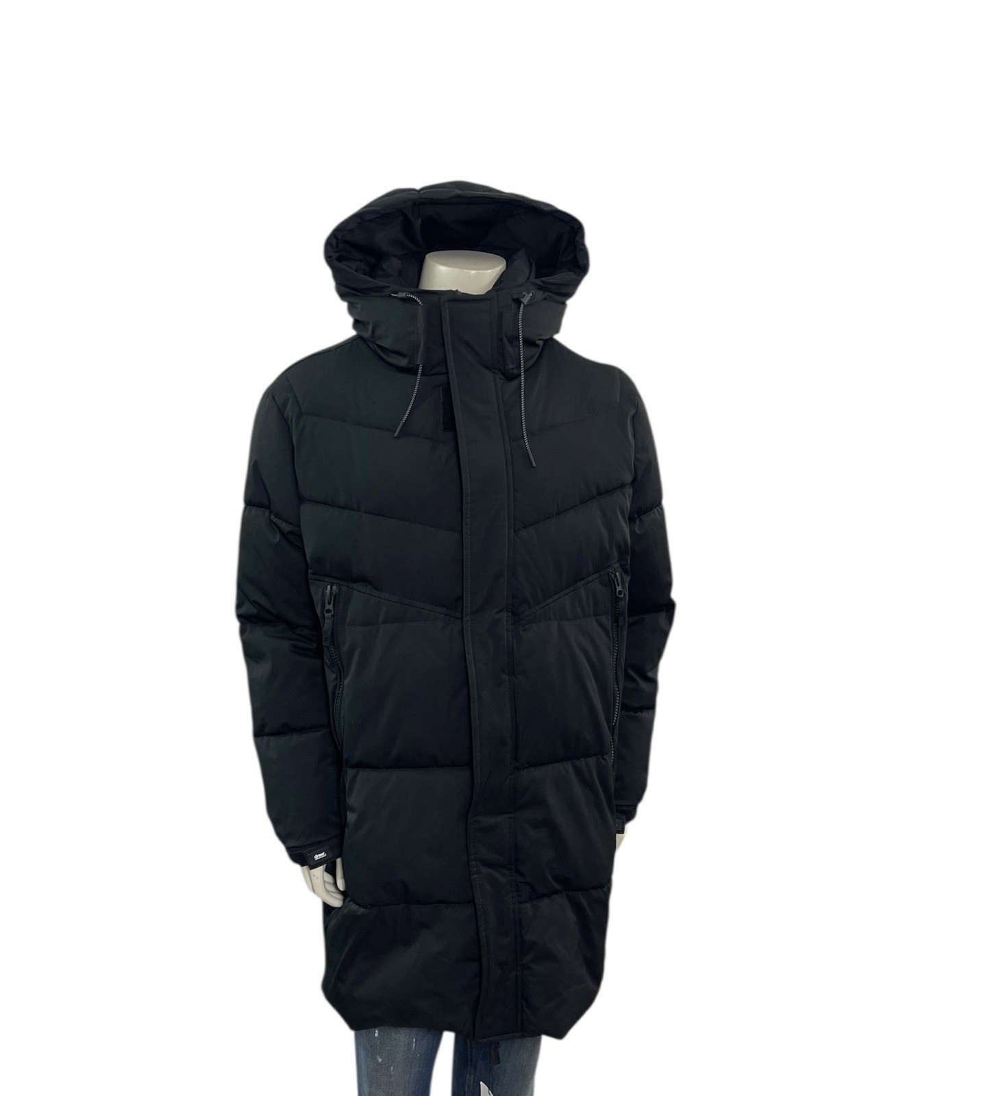 Zara Men’s Size Large  Black Longline Quilted High Collar Hooded Puffer Coat thumbnail 8