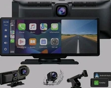 LAMTTO 9.26" Wireless Carplay and Android Auto with 2.5K Dash Cam 1080P Backup 