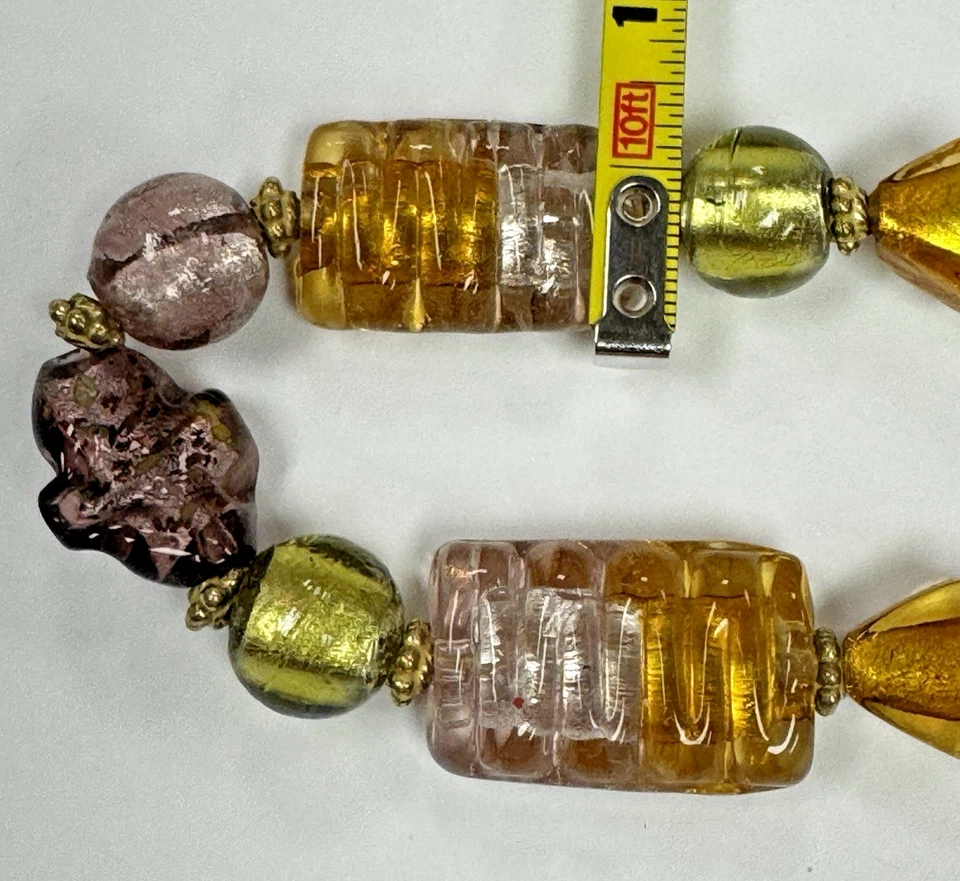 Pulsera Gruesa de Cuentas de Vidrio Tono Dorado Artesanal Boho Hippie Terroso Metálico Foto 4 de 4