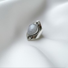 Handmade Rainbow Moonstone 925 Sterling Silver Statement Ring