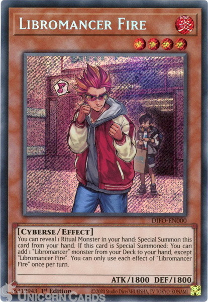 DIFO-EN000 Libromancer Fire Secret Rare 1st Edition Mint YuGiOh Card