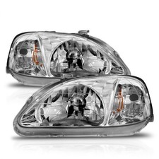 Anzo 121179 Pair Of 2 Chrome Clear Lens Crystal Headlights For 99-00 Honda Civic Anzo 121179 Pair Of 2 Chrome Clear Lens Crystal Headlights For 99-00 Honda Civic