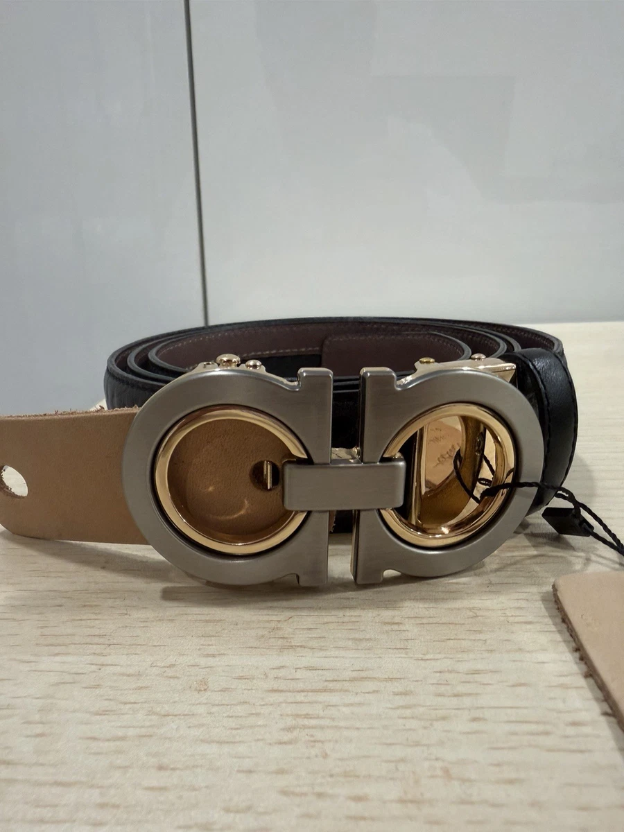 Ferragamo Women’s Dark Brown Leather Belt with Gold Accent Reversible and adjustable Gancini belt - Women | Ferragamo main image 3