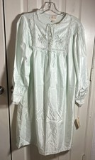 Vintage Barbizon Womens Nightgown M Green Embroidered Satin NWT