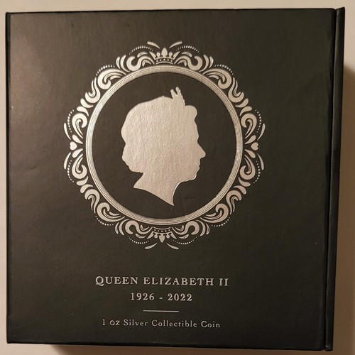 No Coin: Niue 2022 Case/COA for 1 oz Silver 2 Pound Queen Elizabeth II