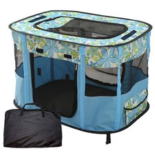 Foldable Pet Playpen, cat playpen, Puppy Play Pen for Indoors Medium, Blue 