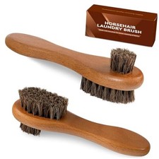 Dual-Bristle Horsehair Laundry Stain Brush Set 2pcs - Gentle Brown Horsehair