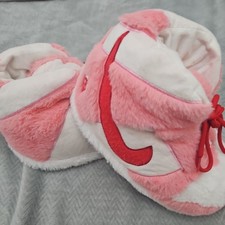 Pink and White Plush Sneaker Style Novelty House Slippers