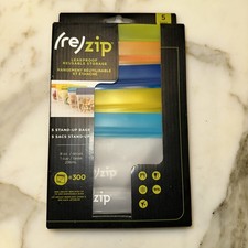 Paquete de 5 bolsas reutilizables de pie con cremallera re | Congelador a prueba de fugas de grado alimenticio gratis y