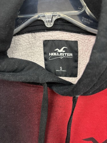 Hollister Men’s Small Red Black Ombré Split Gradient Pullover Hooded Sweatshirt - Afbeelding 5 van 8