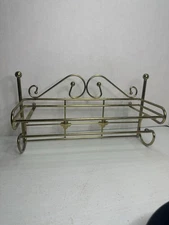 Brass Hanging Wall Shelf MCM Vtg Retro With Towel Bar 